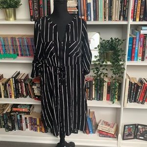 Torrid Black & White Striped Challis Dress